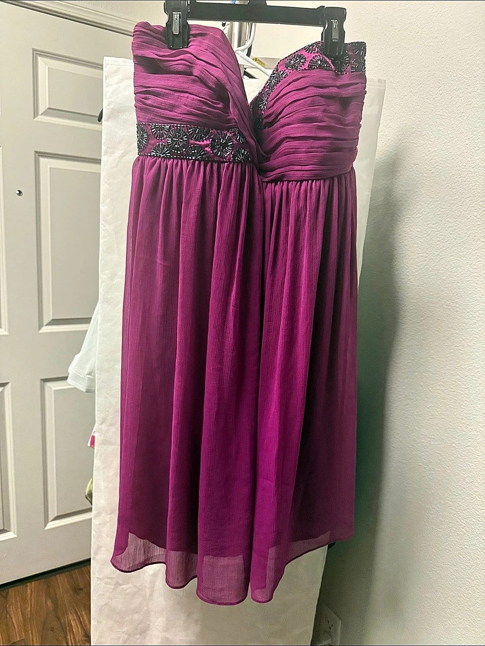 Maggy London Pleated Beaded Maxi Dress in Pink Like New